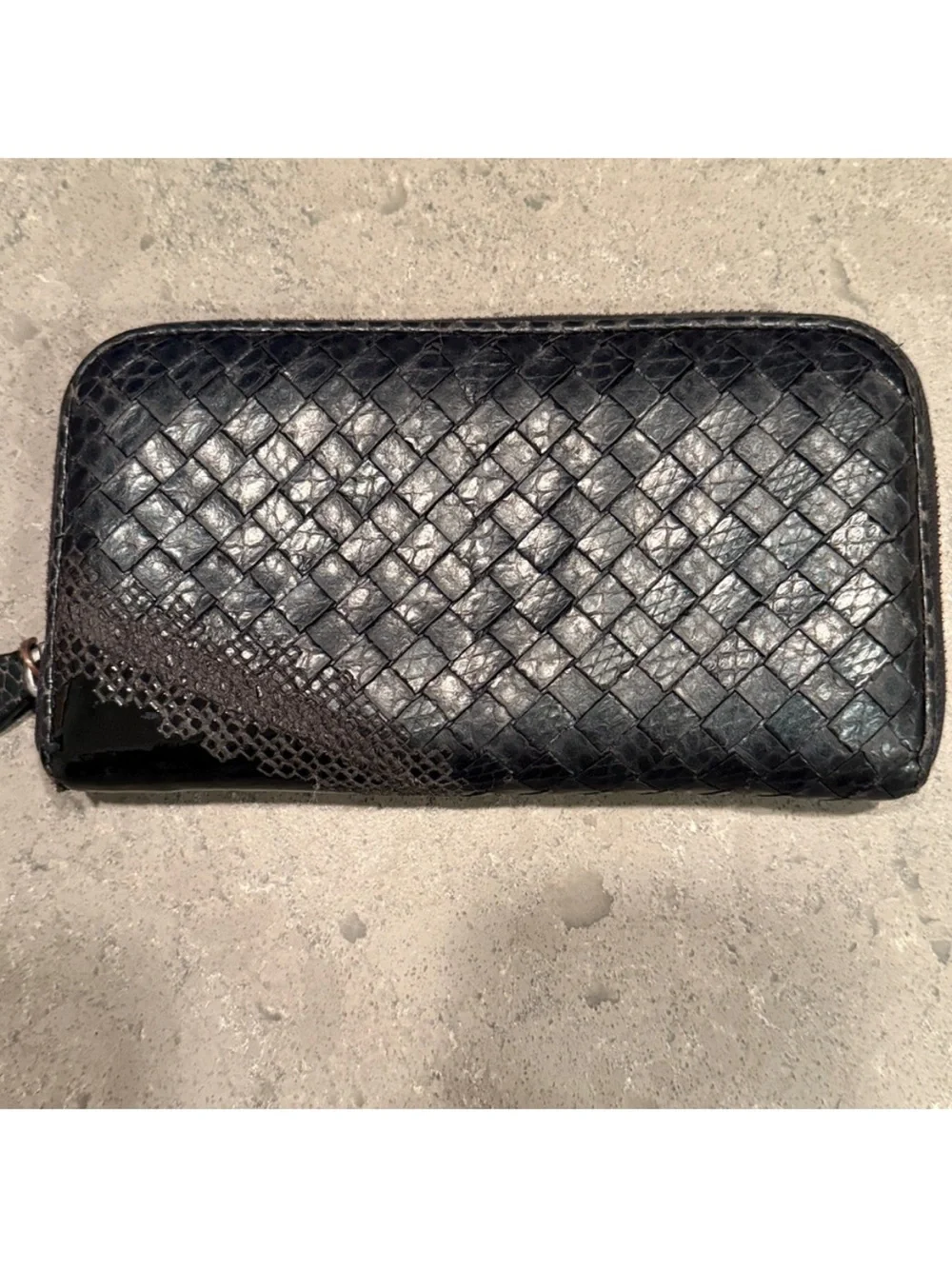 Bottega Veneta Black Intrecciato Leather Pouch